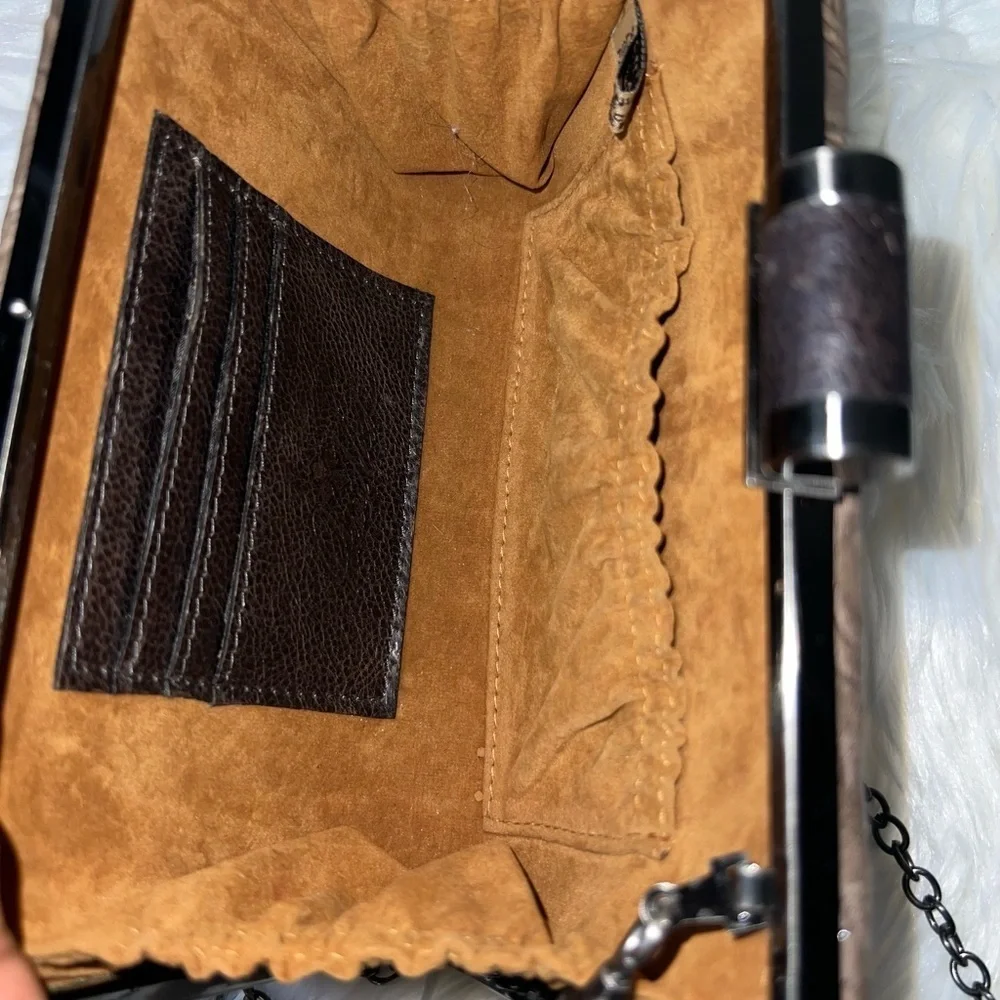 Patricia Nash Metallic Brown Embossed Clutch